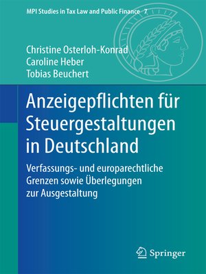 cover image of Anzeigepflichten für Steuergestaltungen in Deutschland